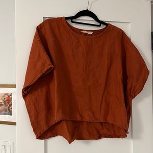 Elizabeth Suzann terracotta linen shirt
